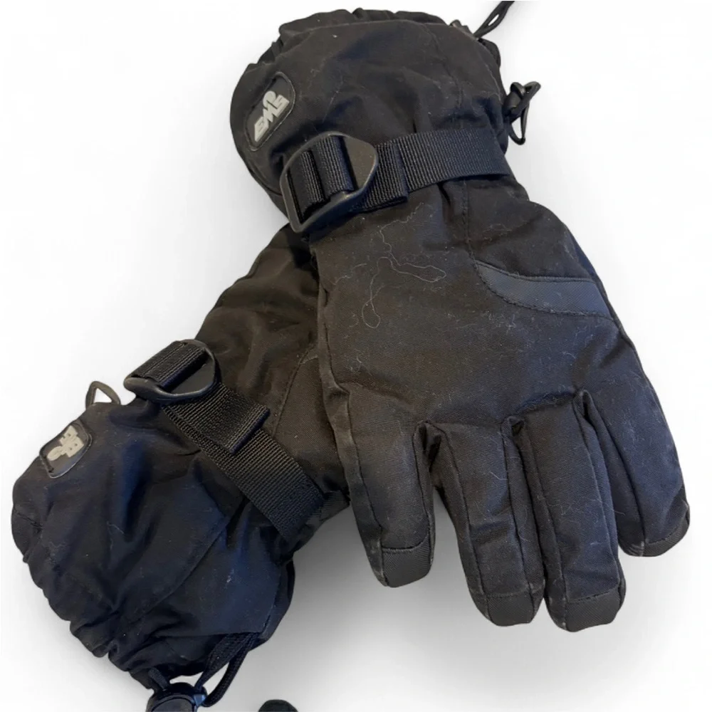 EMS Kids Black Winter Gloves with Adjustable Straps. Size Large